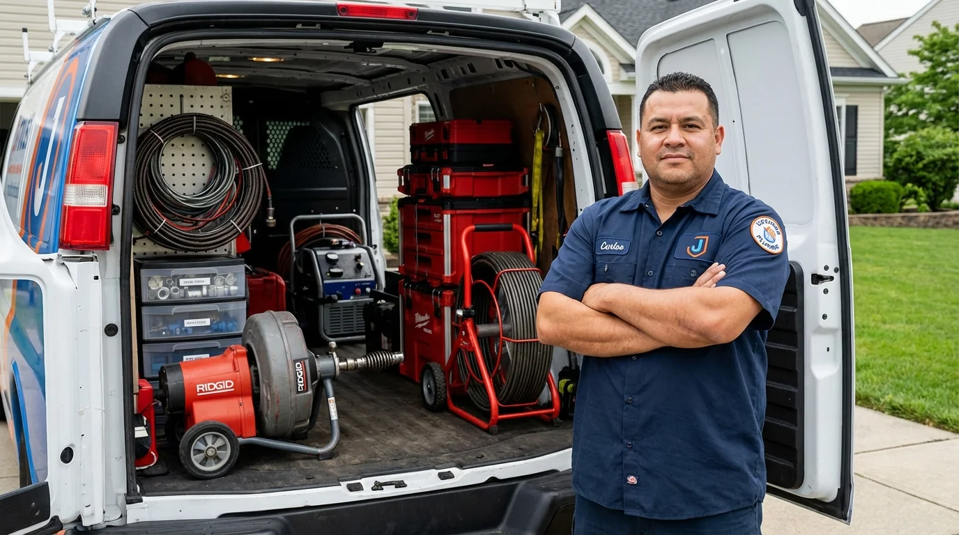 Professional drain cleaning equipment and Johns Plumbing LLC plumber in England