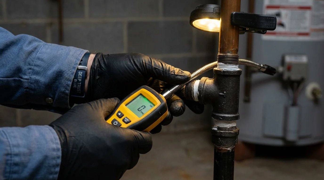 Gas leak detection with electronic sniffer by Johns Plumbing LLC in England