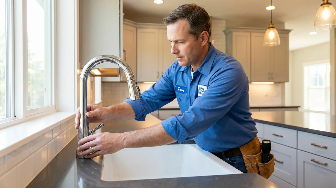 Kitchen faucet installation by Johns Plumbing LLC in England
