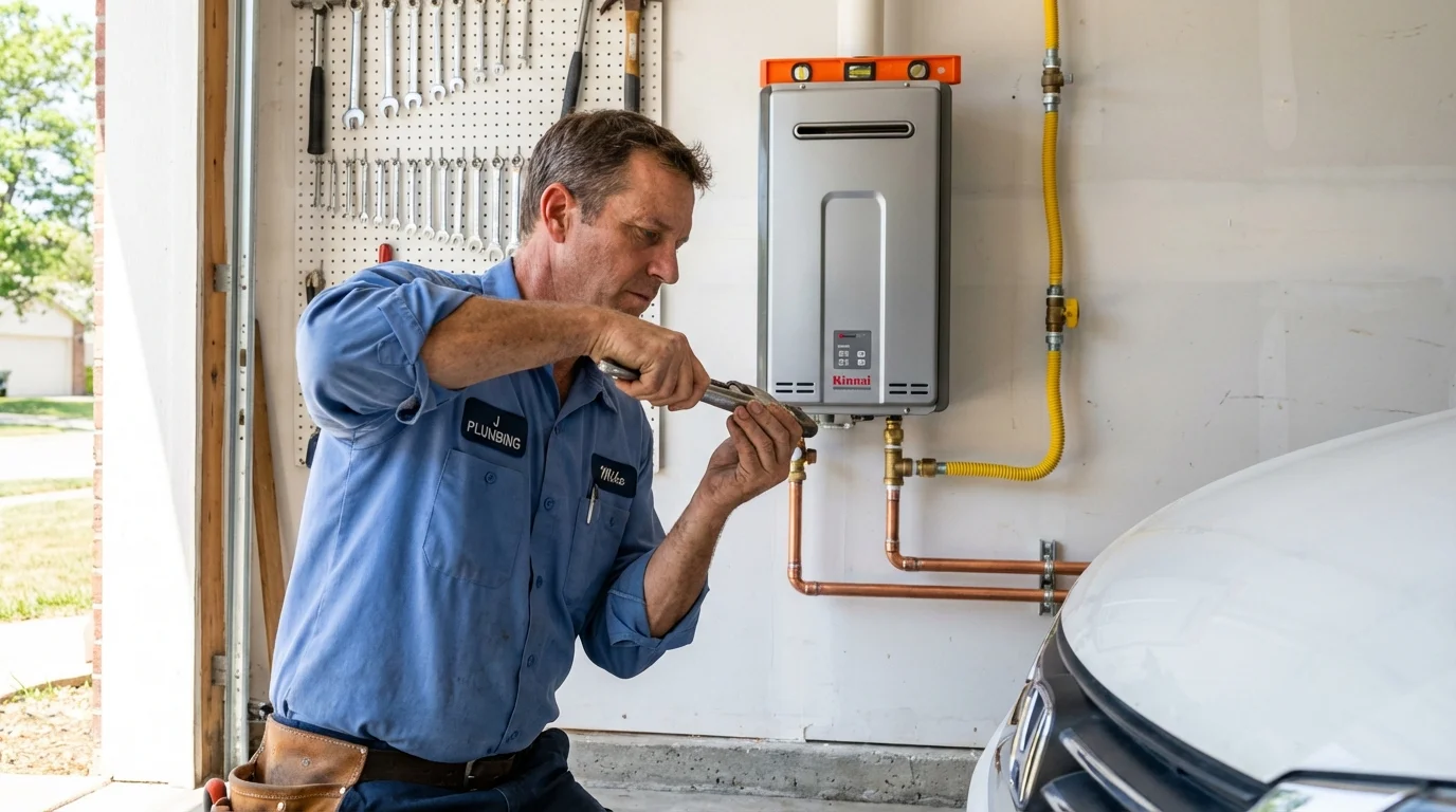 Tankless water heater installation by a Johns Plumbing LLC plumber in England